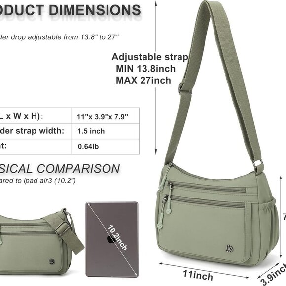 Stylish Water-Resistant Crossbody Purse with 10 Pockets - Lightweight & Secure - Picture 5 of 6